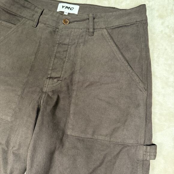 YMC Painter Trousers Pants Men’s Size 30 Brown Carpenter Baggy Denim $230 - Picture 2 of 9